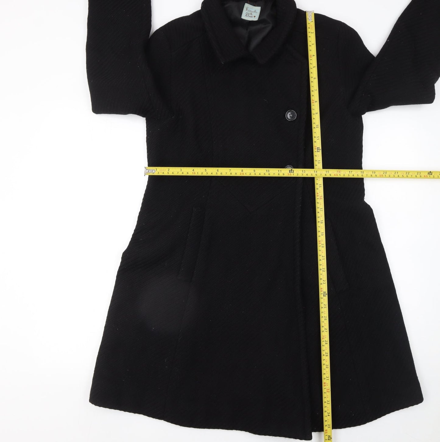 Womens UK Size L Kimchi & Blue Black Overcoat