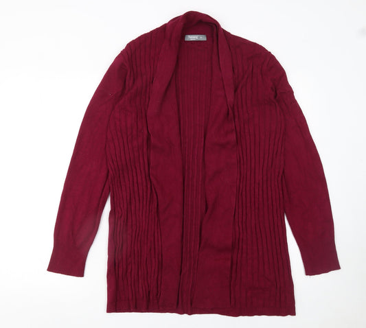 Nutmeg Womens Red Long Sleeve Open Knit Cardigan Size 16