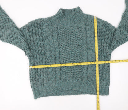 Universal Thread Womens Green Mock Neck Chunky Knit Pullover Jumper Size M
