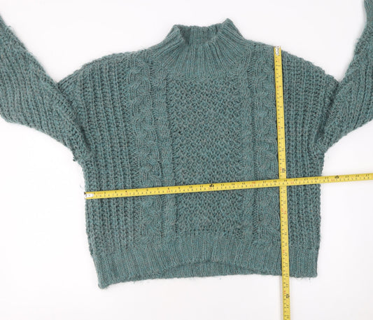 Universal Thread Womens Green Mock Neck Chunky Knit Pullover Jumper Size M