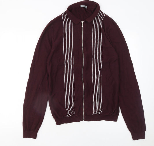 Mens UK Size M TU Red Full Zip Jumper