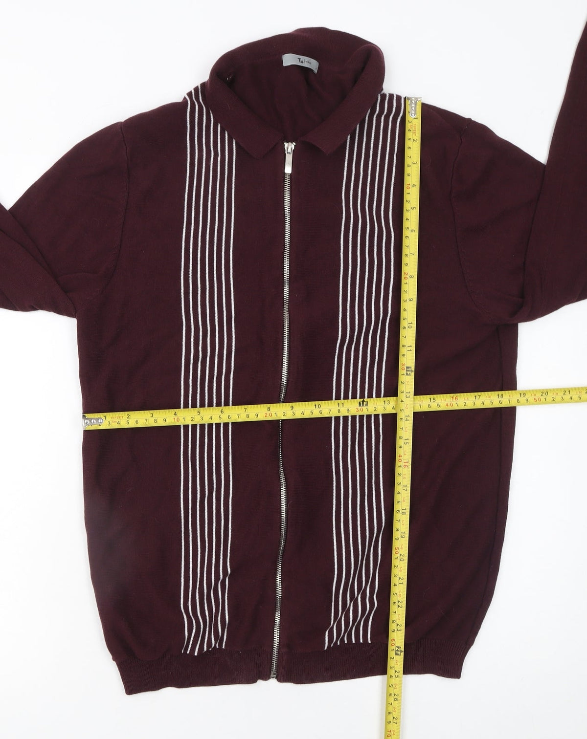 Mens UK Size M TU Red Full Zip Jumper
