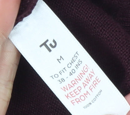 Mens UK Size M TU Red Full Zip Jumper