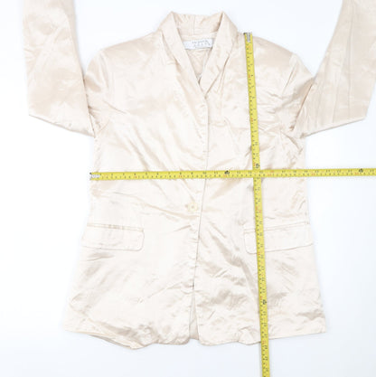 Primark Women Beige Shawl Lapel Single-Breasted Blazer Size 12