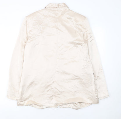 Primark Women Beige Shawl Lapel Single-Breasted Blazer Size 12