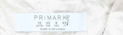 Primark Women Beige Shawl Lapel Single-Breasted Blazer Size 12