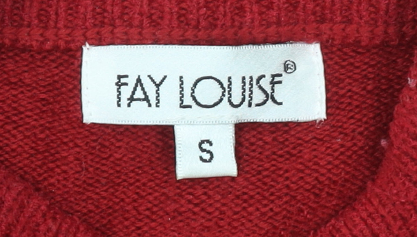 Womens UK Size S Fay Louise Red Pullover Jumper