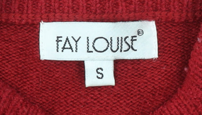 Womens UK Size S Fay Louise Red Pullover Jumper
