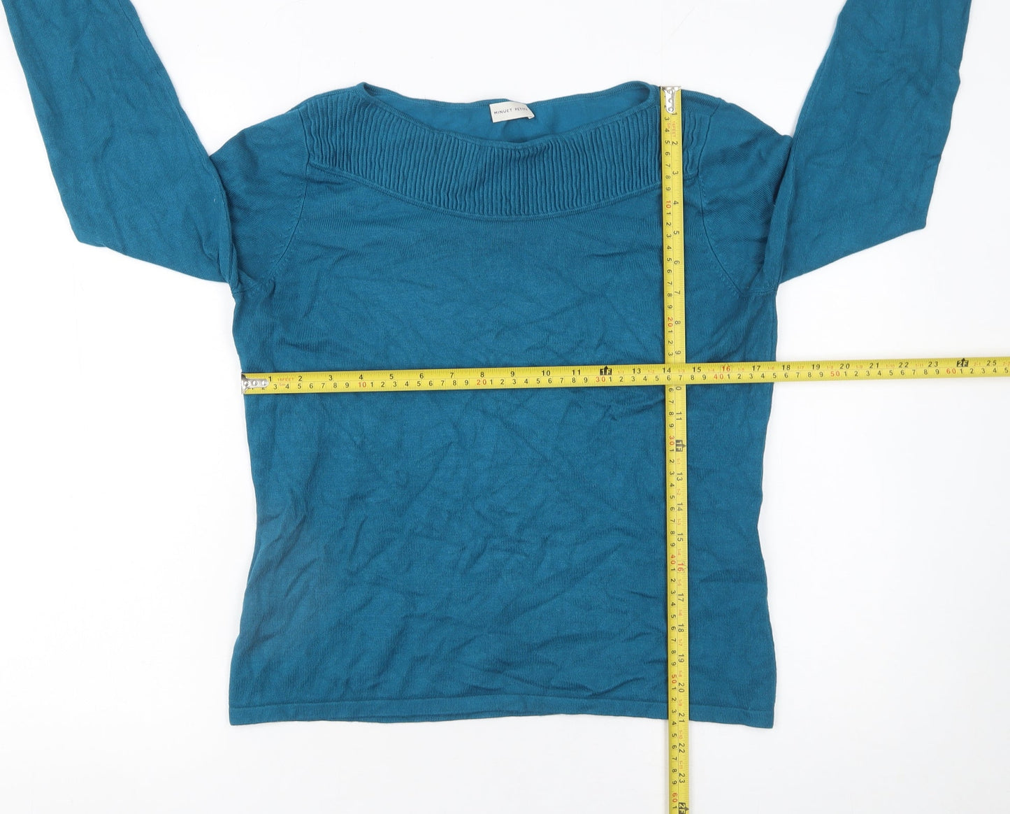 Womens UK Size M Minuet Petite Blue Pullover Jumper