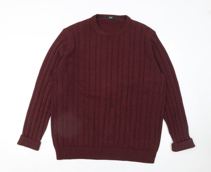Mens UK Size L F&F Red Pullover Jumper