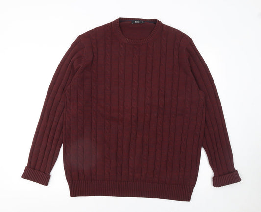 Mens UK Size L F&F Red Pullover Jumper