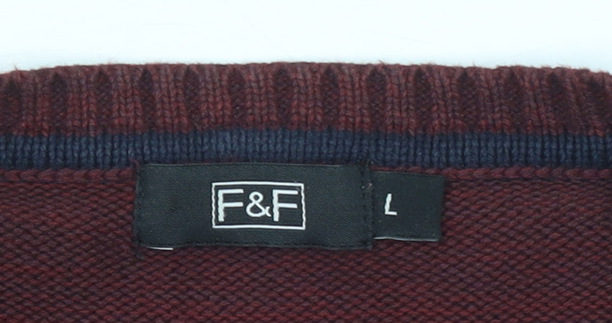 Mens UK Size L F&F Red Pullover Jumper
