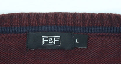 Mens UK Size L F&F Red Pullover Jumper
