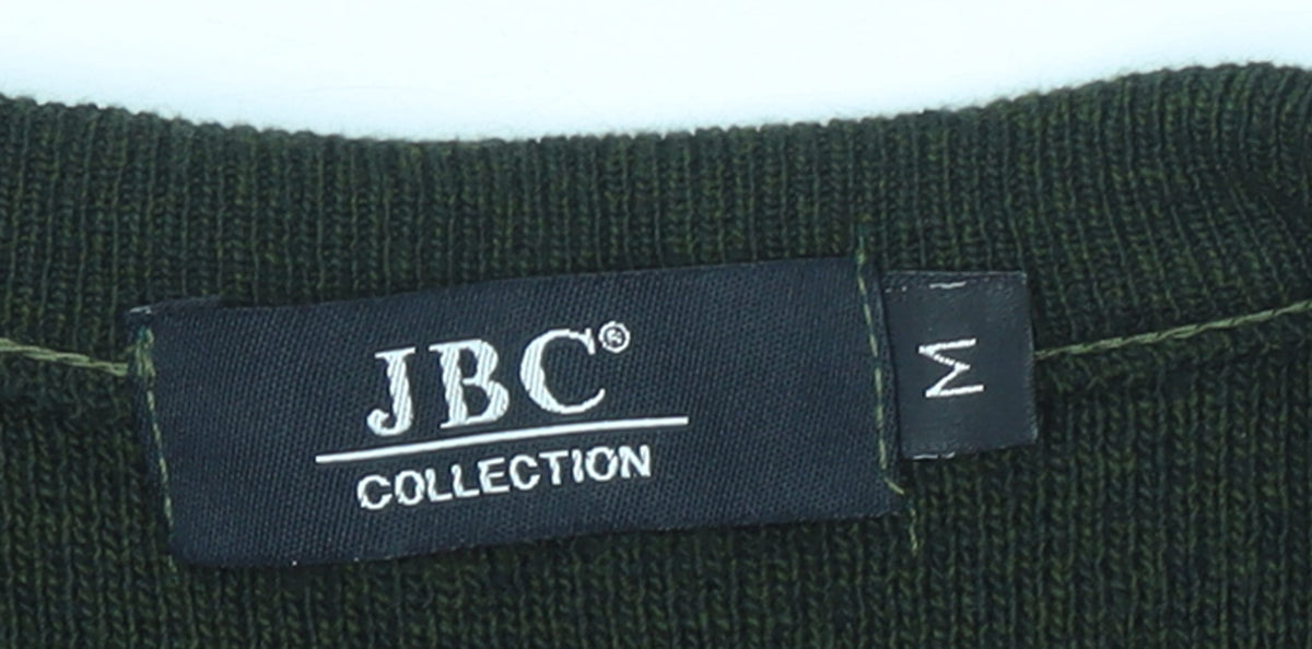 JBC Collection Men's Green Argyle V-Neck Pullover Jumper M