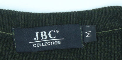 JBC Collection Men's Green Argyle V-Neck Pullover Jumper M