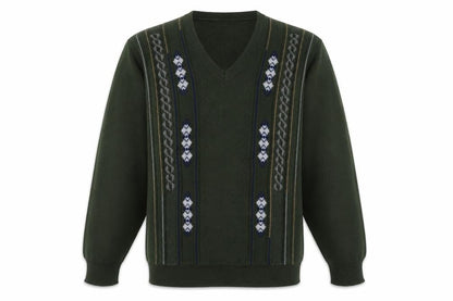JBC Collection Men's Green Argyle V-Neck Pullover Jumper M