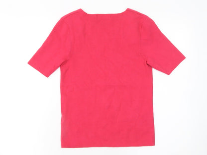 Marks and Spencer Womens Pink Square Neck Short Sleeve Knit Jumper Size 10