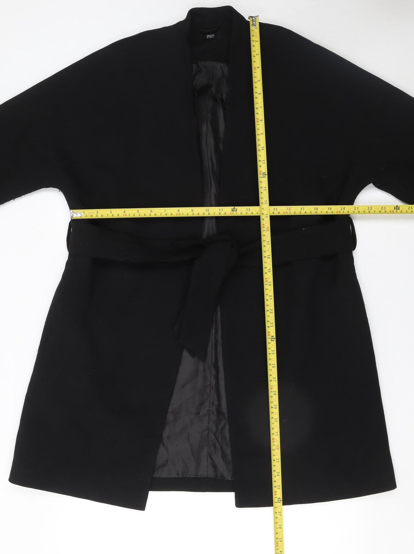 Womens UK Size 12 F&F Black Trench Coat