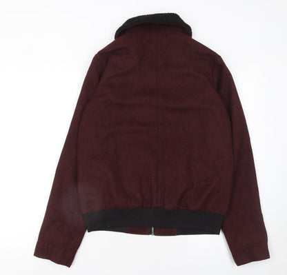 New Look Women Brown Wool Blend Bomber Jacket Size 10 Tall
