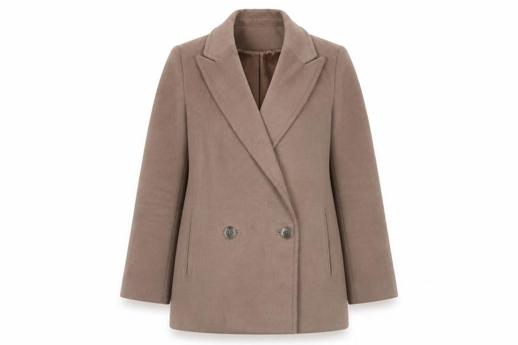 ASOS Women Brown Pea Coat Size 8 Regular Fit Lined Mid-Length