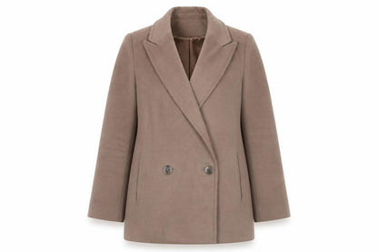 ASOS Women Brown Pea Coat Size 8 Regular Fit Lined Mid-Length