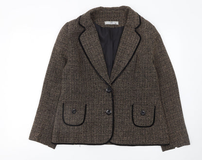 Joanna Hope Women's Brown Tweed Single-Breasted Blazer Size 14
