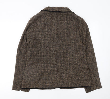 Joanna Hope Women's Brown Tweed Single-Breasted Blazer Size 14