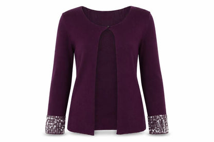 Debenhams Women’s Purple Sequin Cuff Knit Cardigan Size S