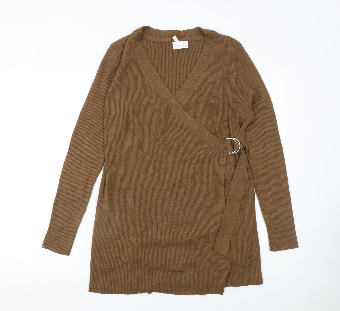 Womens UK Size S OBJECT Brown Wrap Jumper