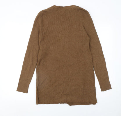 Womens UK Size S OBJECT Brown Wrap Jumper