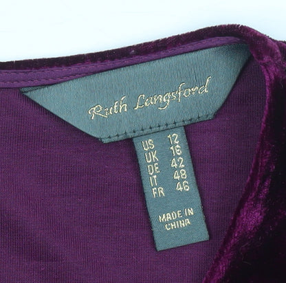 Ruth Langsford Women's Purple Velvet Long Sleeve Blouse UK 16
