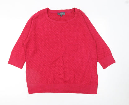 Marks and Spencer Women’s Red 3/4 Sleeve Round Neck Knit Jumper Size 16