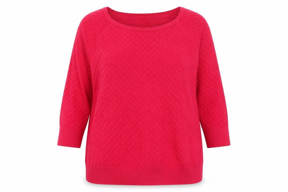 Marks and Spencer Women’s Red 3/4 Sleeve Round Neck Knit Jumper Size 16