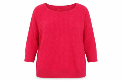 Marks and Spencer Women’s Red 3/4 Sleeve Round Neck Knit Jumper Size 16