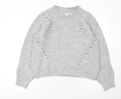 GAP Women’s Grey Chunky-Knit Crew Neck Pullover Jumper Size L