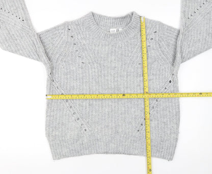 GAP Women’s Grey Chunky-Knit Crew Neck Pullover Jumper Size L