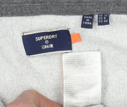 Womens UK Size 12 Superdry Grey Full Zip Hoodie