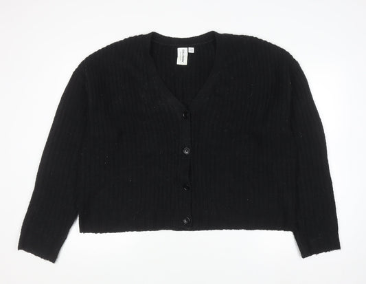 Collusion Women’s Black V-Neck Knit Button Cardigan UK 18