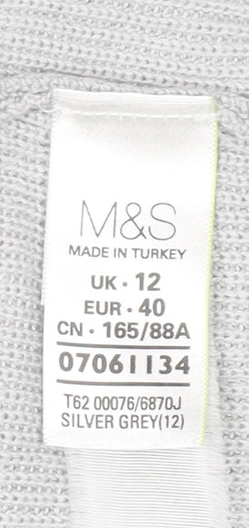 Marks and Spencer Women’s Grey 3/4 Sleeve Open Knit Cardigan Size 12