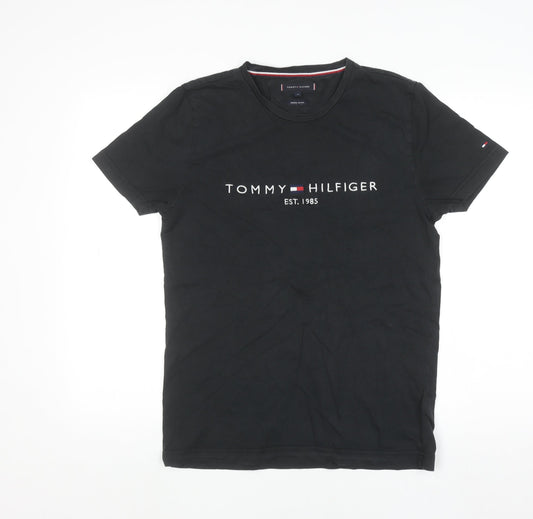 Tommy Hilfiger Men's Black Regular Fit Cotton Logo T-Shirt M