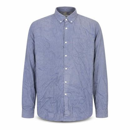 Marks and Spencer Men's Blue Tailored Fit Cotton Button-Up Shirt XL