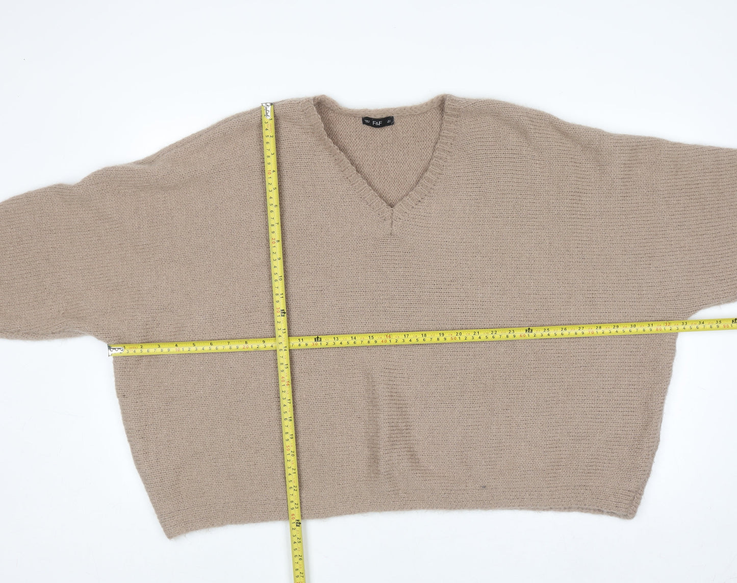 Womens UK Size L F&F Beige Pullover Jumper