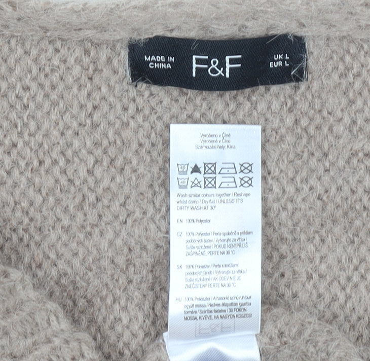 Womens UK Size L F&F Beige Pullover Jumper