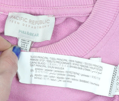 Womens UK Size S Pull & Bear Pink Pullover Sweatshirt