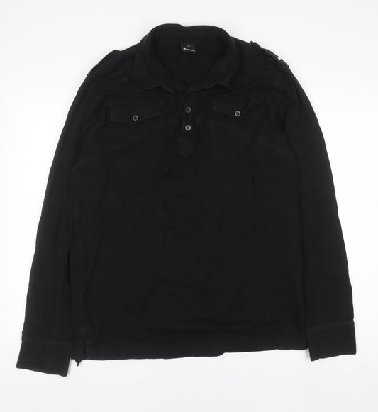 Bench Men's Black Cotton Long Sleeve Button-Up Shirt Size L