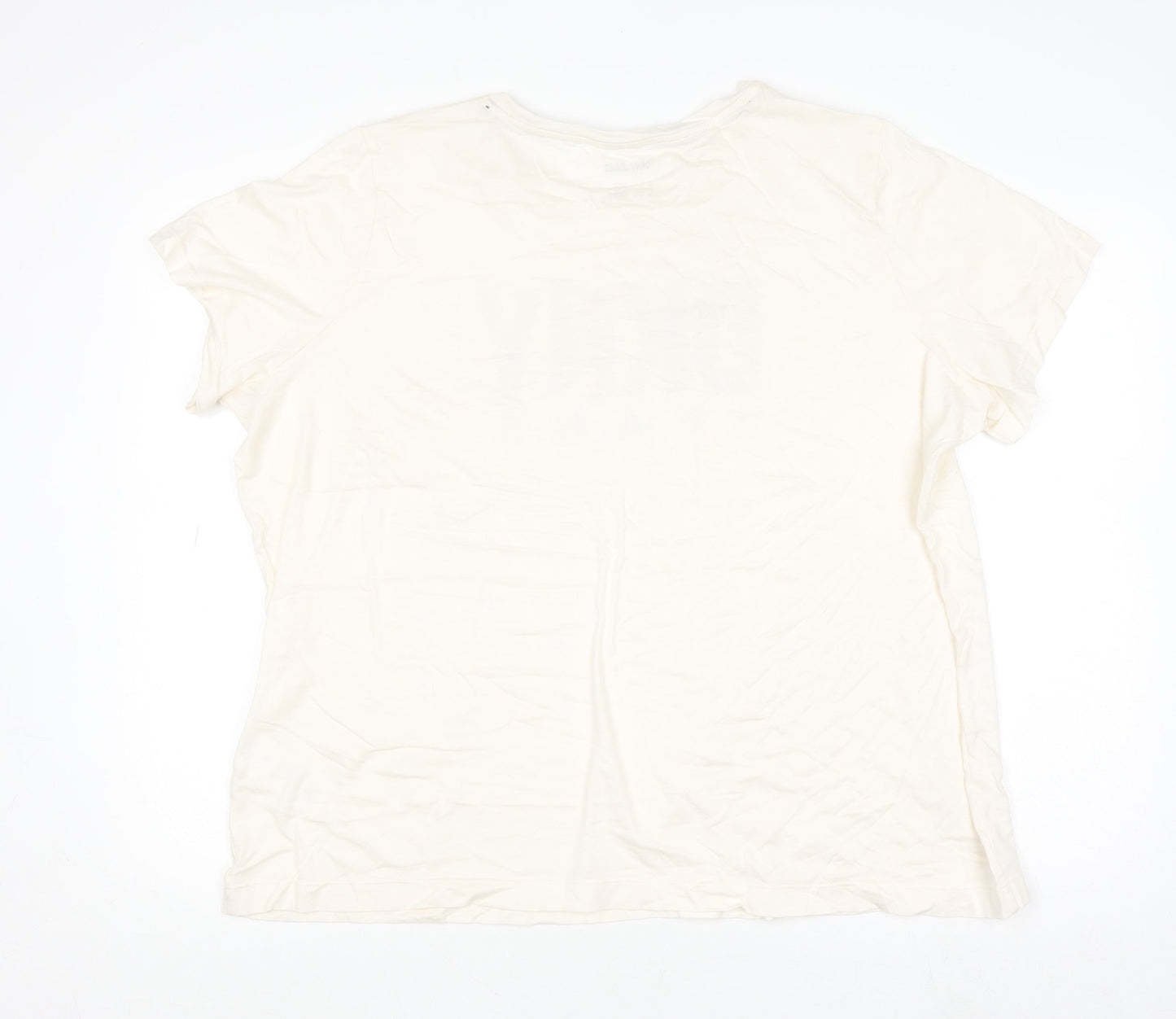 Womens UK Size 18 Plus DKNY Jeans Ivory Basic T-Shirt