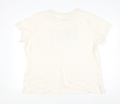 Womens UK Size 18 Plus DKNY Jeans Ivory Basic T-Shirt