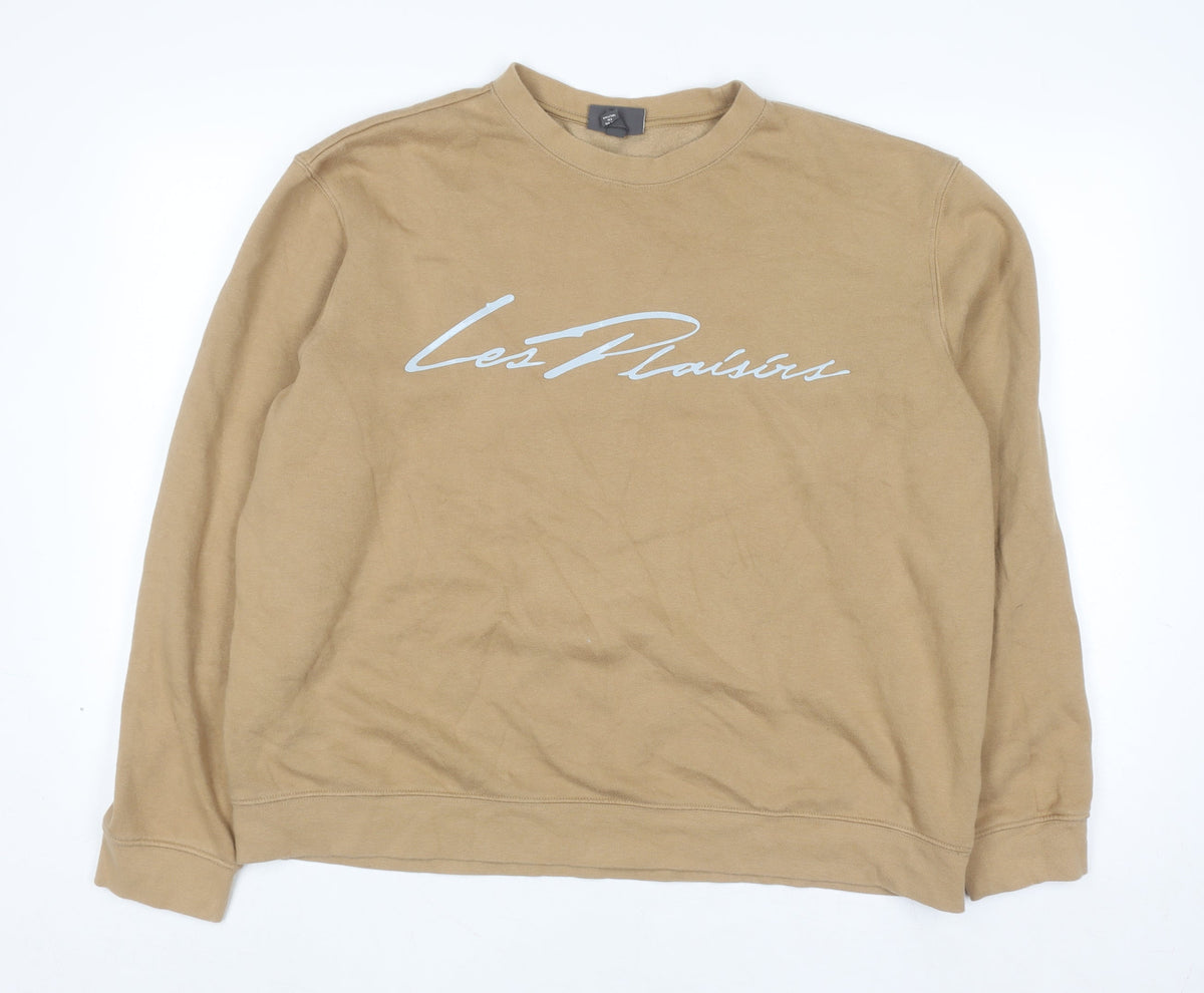 Mens UK Size XL H&M Beige Pullover Sweatshirt