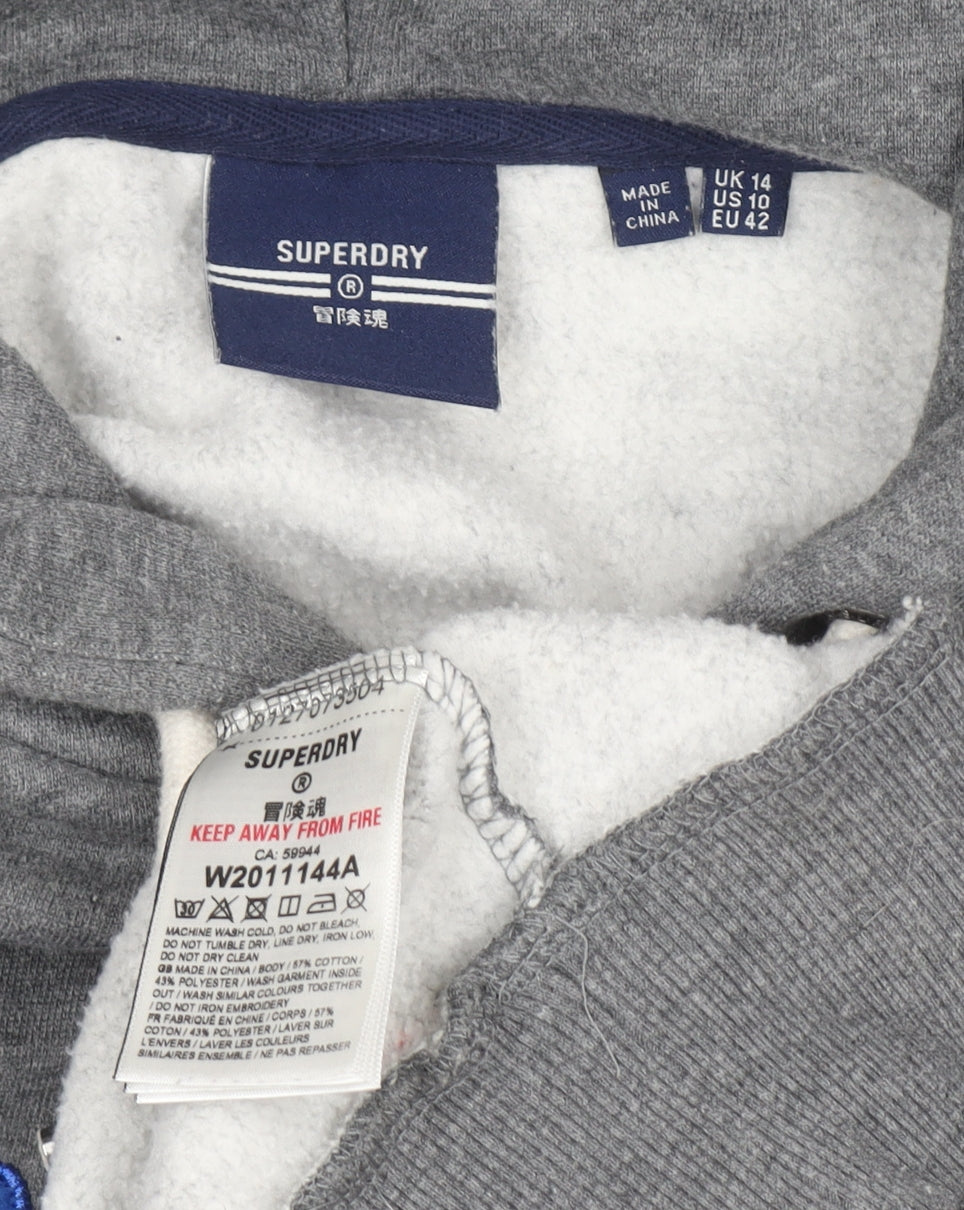Womens UK Size 14 Superdry Grey Pullover Hoodie