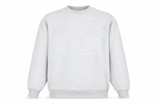 Front view of ASOS DESIGN unisex grey graphic pullover sweatshirt, size S